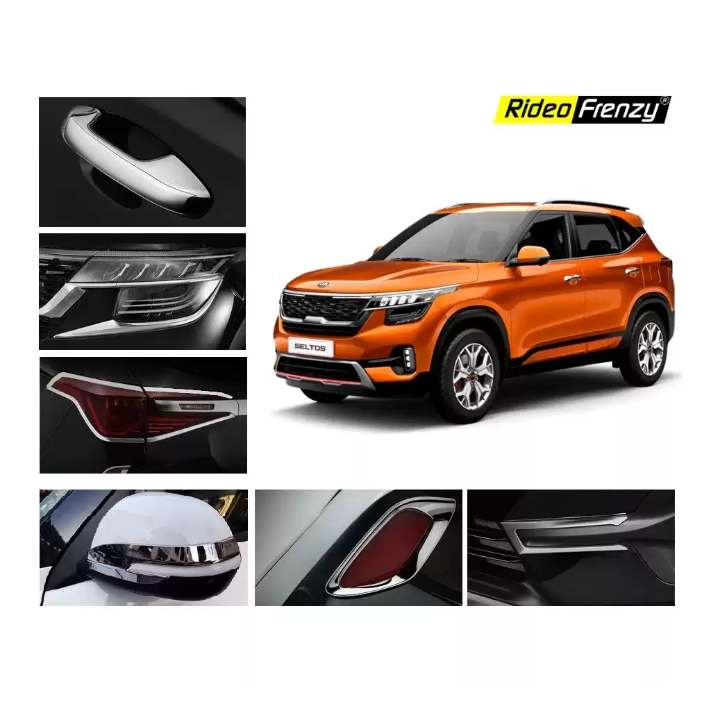 Buy Premium Quality Kia Seltos Chrome Combo Garnish Set of 6 | Triple Layer Chrome Plating