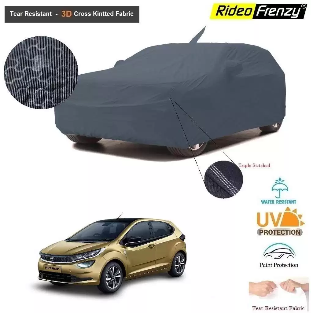 Tata Altroz Body Cover with Antenna and Mirror Pockets | 3D Cross Knitted Fabric | UV & Tear Resistant
