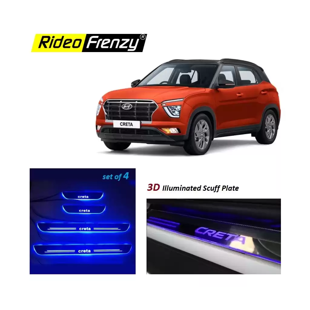 Buy Hyundai Creta 2020 3D Power LED Illuminated Sill/Scuff Plates | Anti-Rust Running Protection