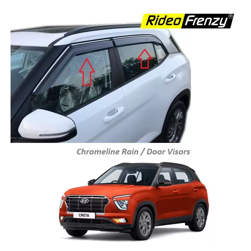 Buy Hyundai Creta 2020 Chrome Line Door Visors | Unbreakable ABS Plastic