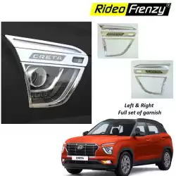 Buy Hyundai Creta 2020 Chrome Headlight Garnish Covers | Triple Layer Chrome Finish