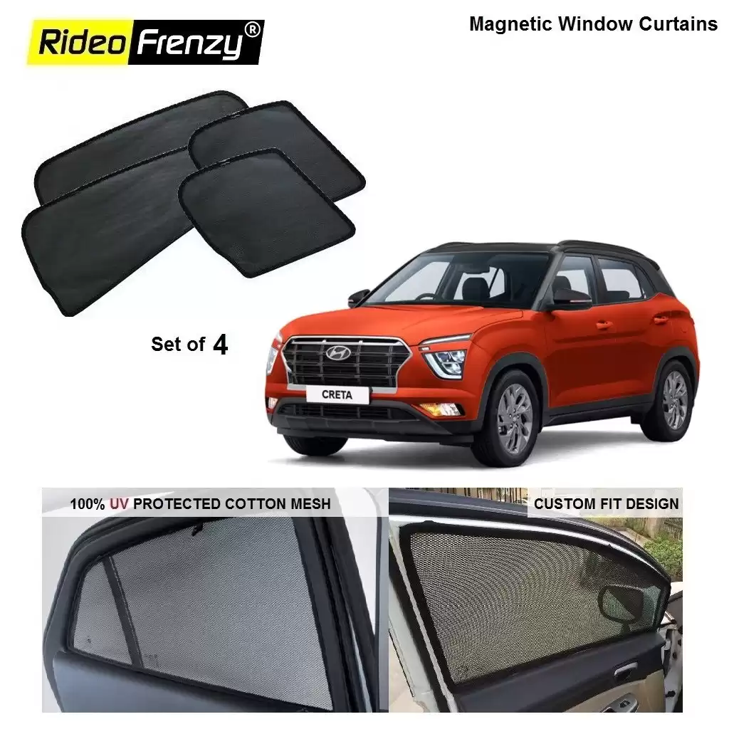 Buy Hyundai Creta 2020 Magnetic Window Sunshades | 90% Heat Isolation