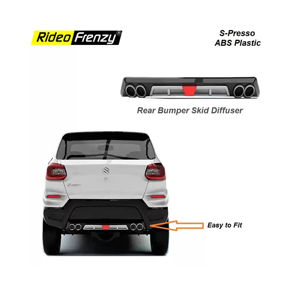 Buy Suzuki S-Presso Rear Bumper Diffuser with LED Stop Light | Sporty Dual Tone Design