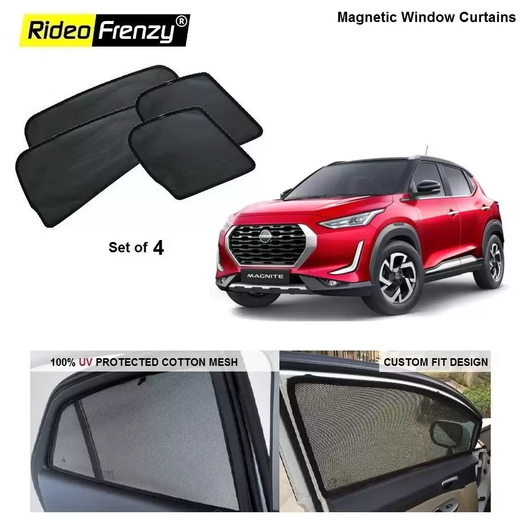 Buy Nissan Magnite Magnetic Window Sunshades | 90% Heat Isolation
