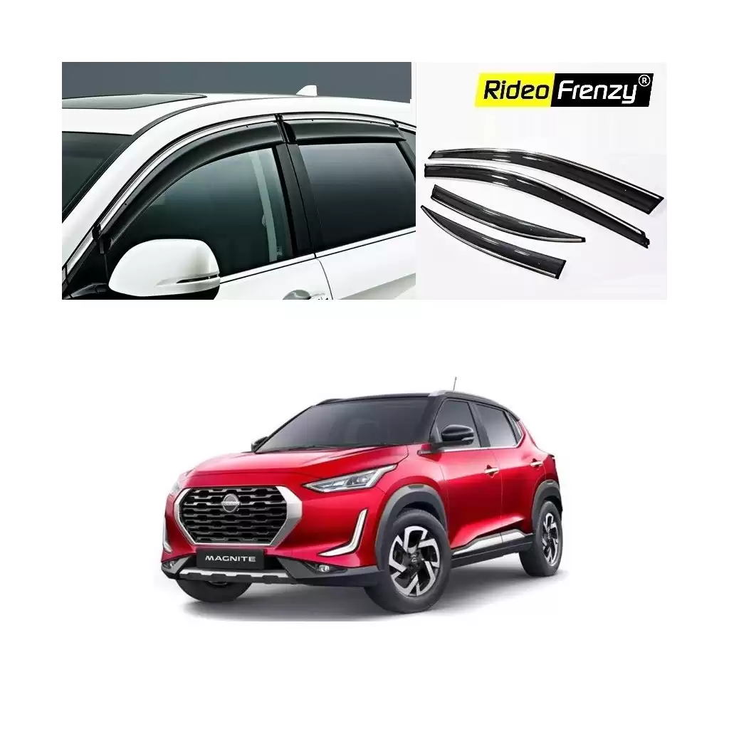 Buy Nissan Magnite Chrome Line Door Visors | Unbreakable ABS Plastic