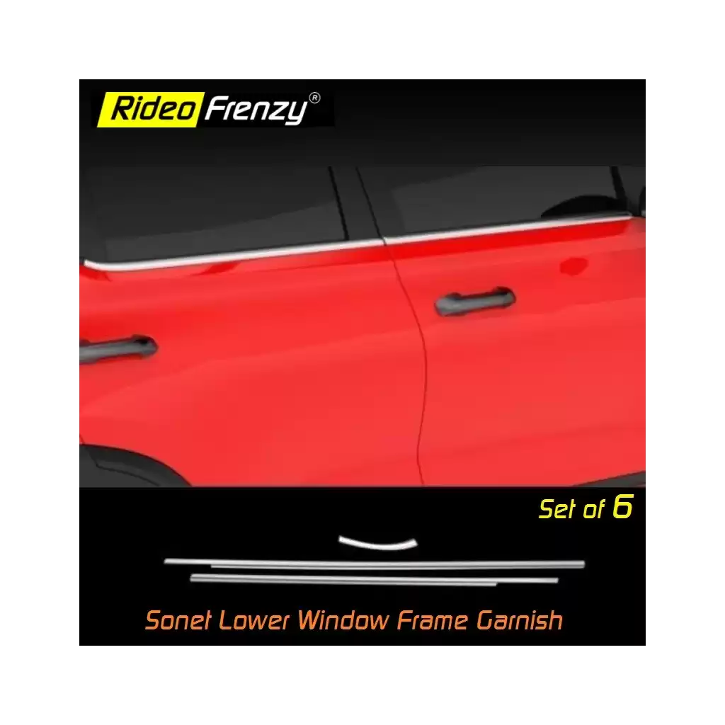 Buy Kia Sonet Complete Lower Window Garnish | Stainless Steel | 6 Pcs Set