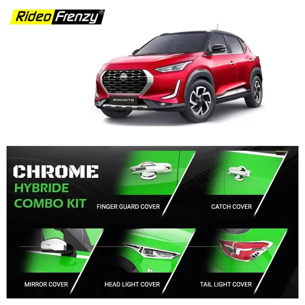 Buy Nissan Magnite Chrome Accessories Garnish Combo Kit | Rustfree & Triple Chrome Plating
