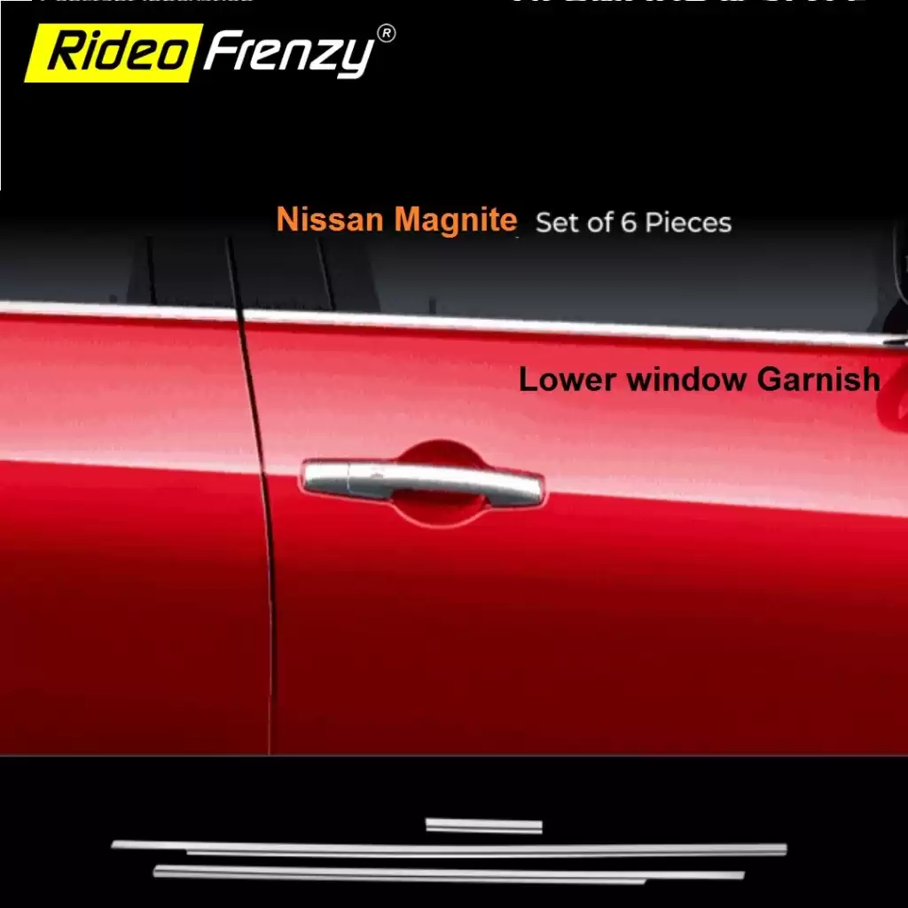 Buy Nissan Magnite Complete Lower Window Garnish | Stainless Steel | 6 Pcs Set