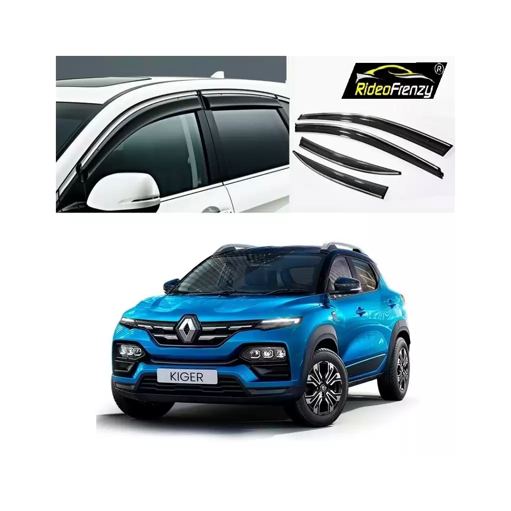 Buy Renault Kiger Chrome Line Door Visors | Unbreakable ABS Plastic