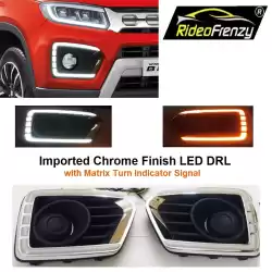 Buy Vitara Brezza 2020 Chromeline Dual Function LED DRL Day Time Running Lights | Matrix Type Turn Indicator Signal online