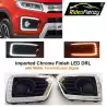 Buy Vitara Brezza 2020 Chromeline Dual Function LED DRL Day Time Running Lights | Matrix Type Turn Indicator Signal online