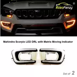 Buy Mahindra Scorpio Dual Function LED DRL Day Time Running Lights | Matrix Moving Turn Indicator Signal