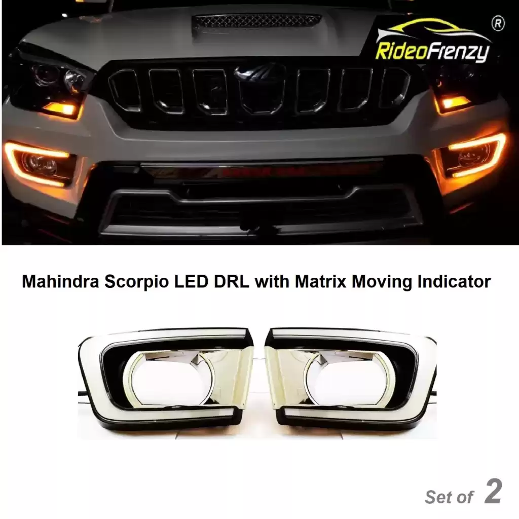 Buy Mahindra Scorpio Dual Function LED DRL Day Time Running Lights | Matrix Moving Turn Indicator Signal
