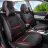 RideoFrenzy Luxury Nappa Leather Car Seat Covers | Skin Fit Tailor Made | Simpline Black and Red | 20mm Evlon Foam