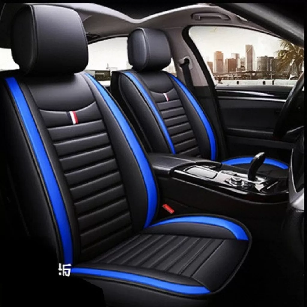 Buy RideoFrenzy GRIFH Black and Blue Nappa Leather Car Seat Covers