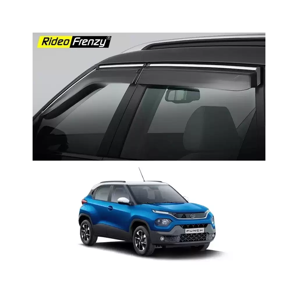 Buy Tata Punch Chrome Line Door Visors | Unbreakable ABS Plastic