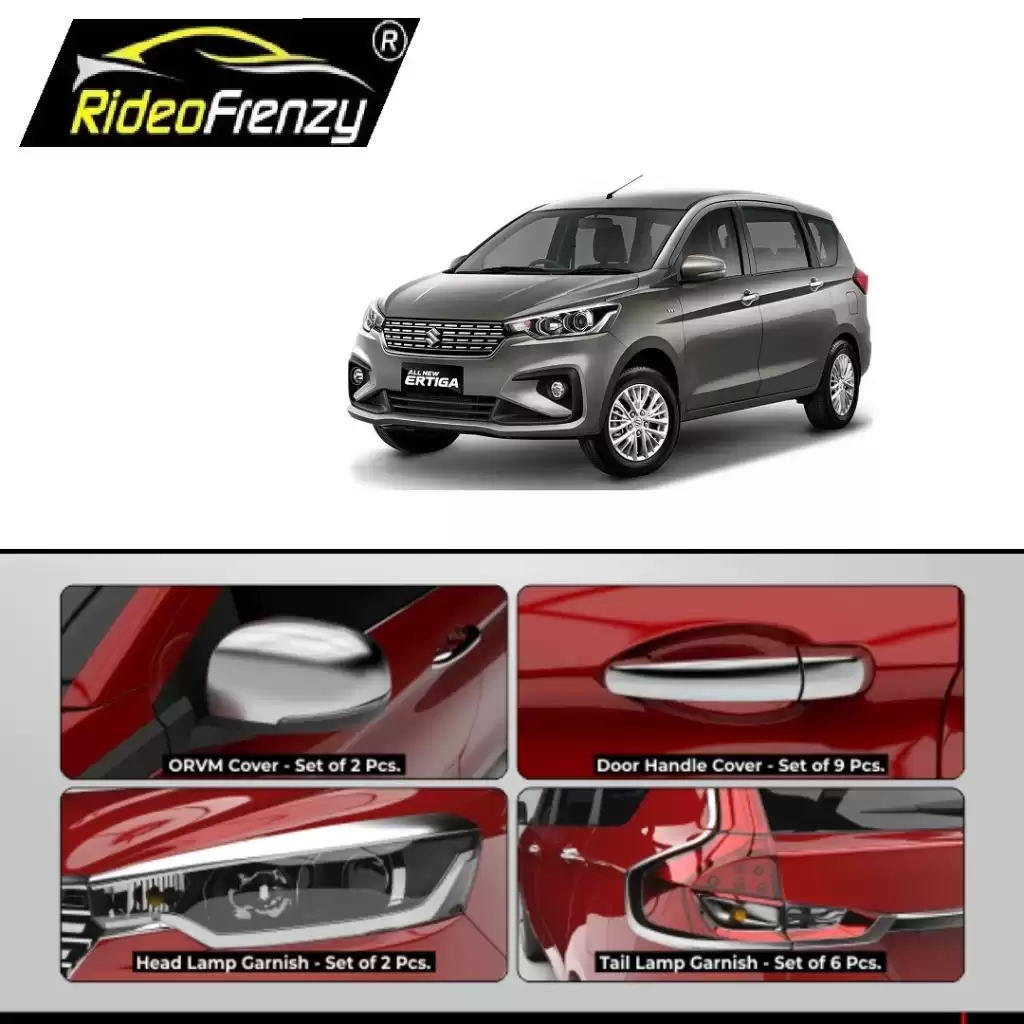 Buy Maruti Ertiga 2018 | 2019 | 2020 | 2021 | 2022 Exterior Chrome Garnish Set 4 | Premium Glossy Chrome Finish