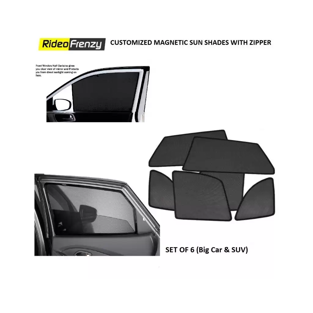 Buy Tata Safari 2021 Magnetic Window Sunshades | 90% Heat Isolation