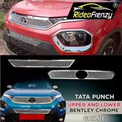 Buy Tata Punch Bentley Style Chrome Front Grill | Triple Layer Chrome Plating ( Upper + Lower )