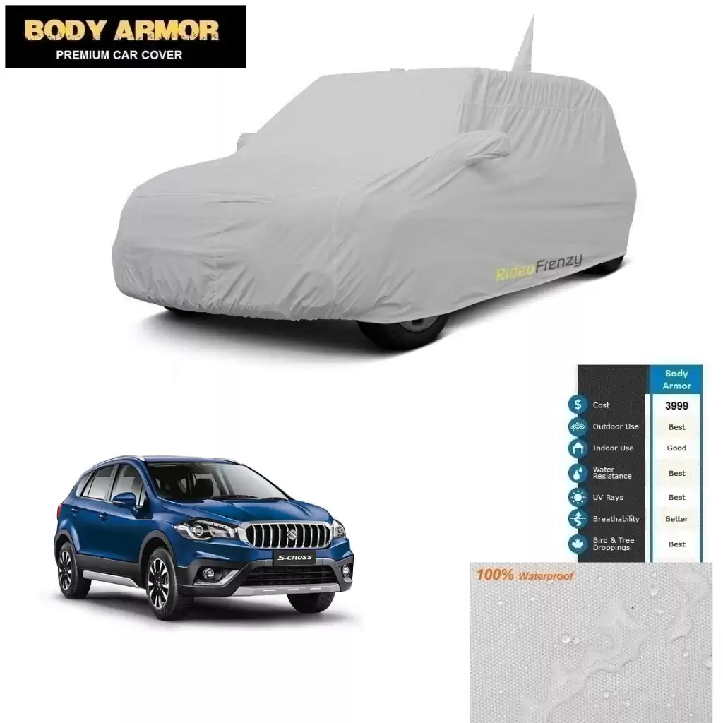 Buy Maruti S-Cross Body Cover with Mirror Pockets & Antenna |100% Waterproof Buy Maruti S-Cross Body Cover with Mirror Pockets & Antenna |100% Waterproof
