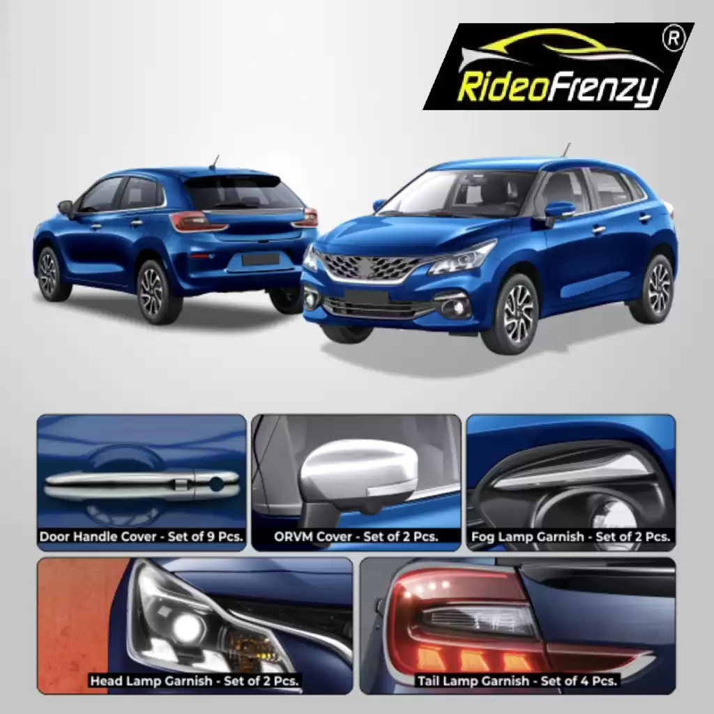 Buy Maruti Baleno 2022 Chrome Accessories Garnish Combo Kit | Rustfree & Triple Chrome Plating