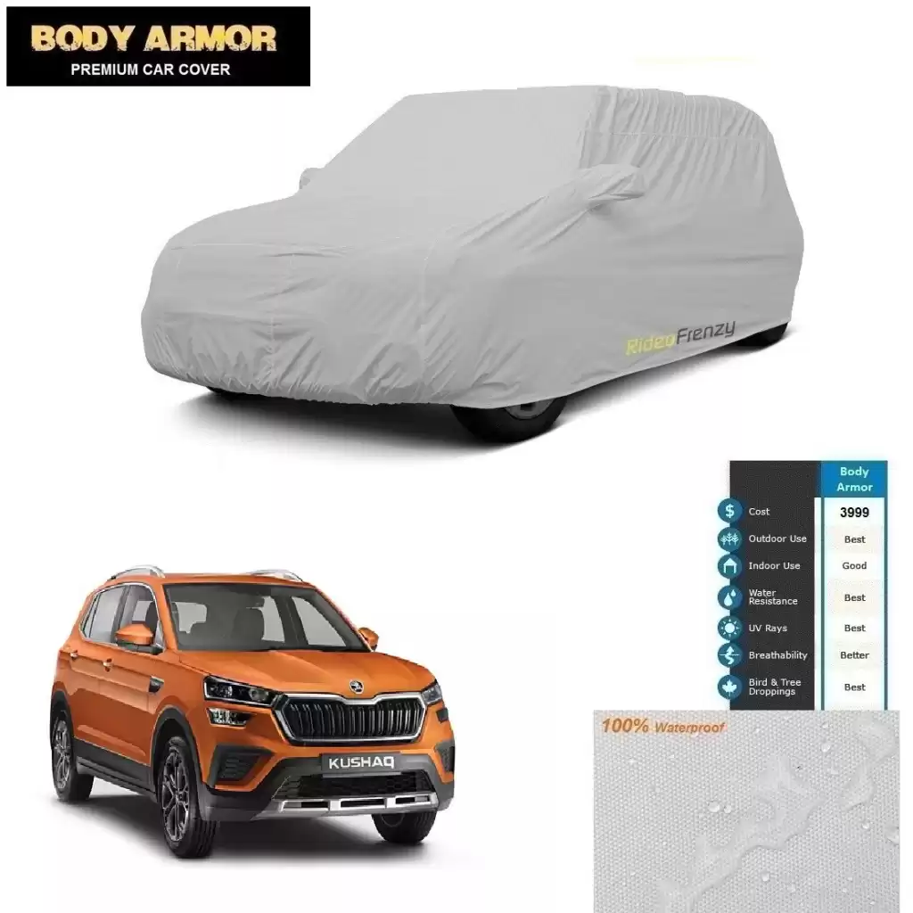Buy Skoda Kushaq Waterproof Car Body Cover Mirror Pockets & Antenna | UV Sun Radiation and DustProof | Scratch Resistant Fabric Buy Skoda Kushaq Waterproof Car Body Cover Mirror Pockets & Antenna | UV Sun Radiation and DustProof | Scratch Resistant Fabric
