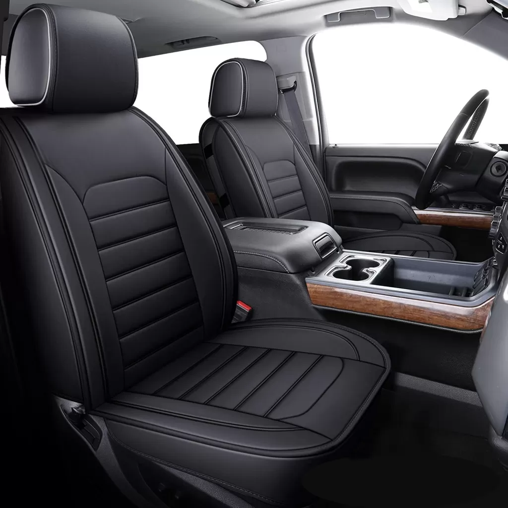 Buy RideoFrenzy Luxury Nappa Leather Car Seat Covers | Skin Fit Tailor Made | SILVRADO Full Black Color | 20mm Evlon Foam