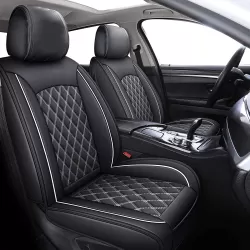 Buy RideoFrenzy Zebra Black and White Color Nappa Leather Car Seat covers online