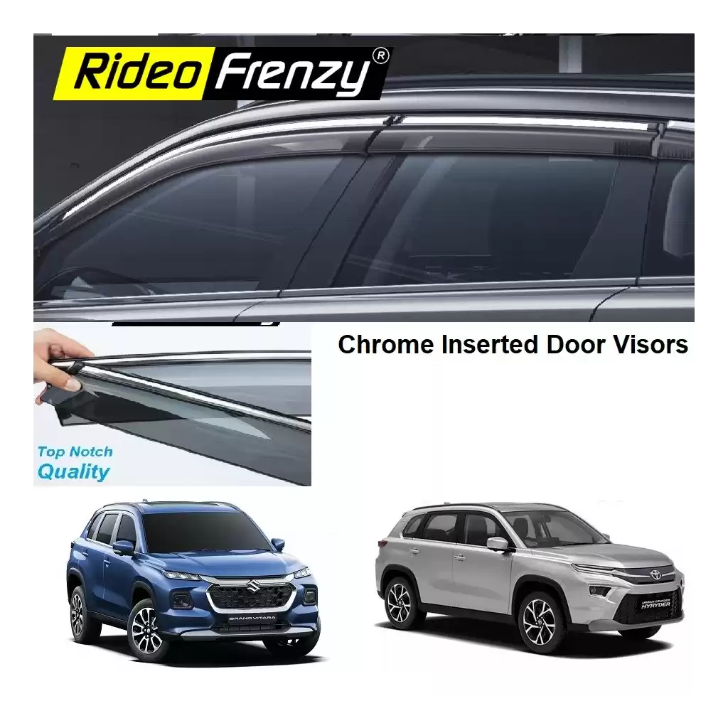 Buy Grand Vitara & Toyota Hyryder Chrome Line Door Visors | Unbreakable ABS Plastic