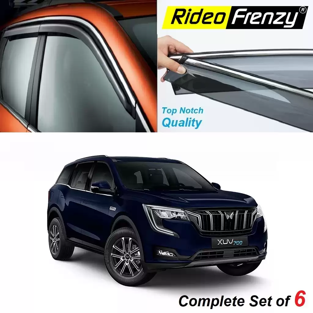 Buy Mahindra XUV700 Chrome Line Door Visors online INDIA | Unbreakable ABS Plastic