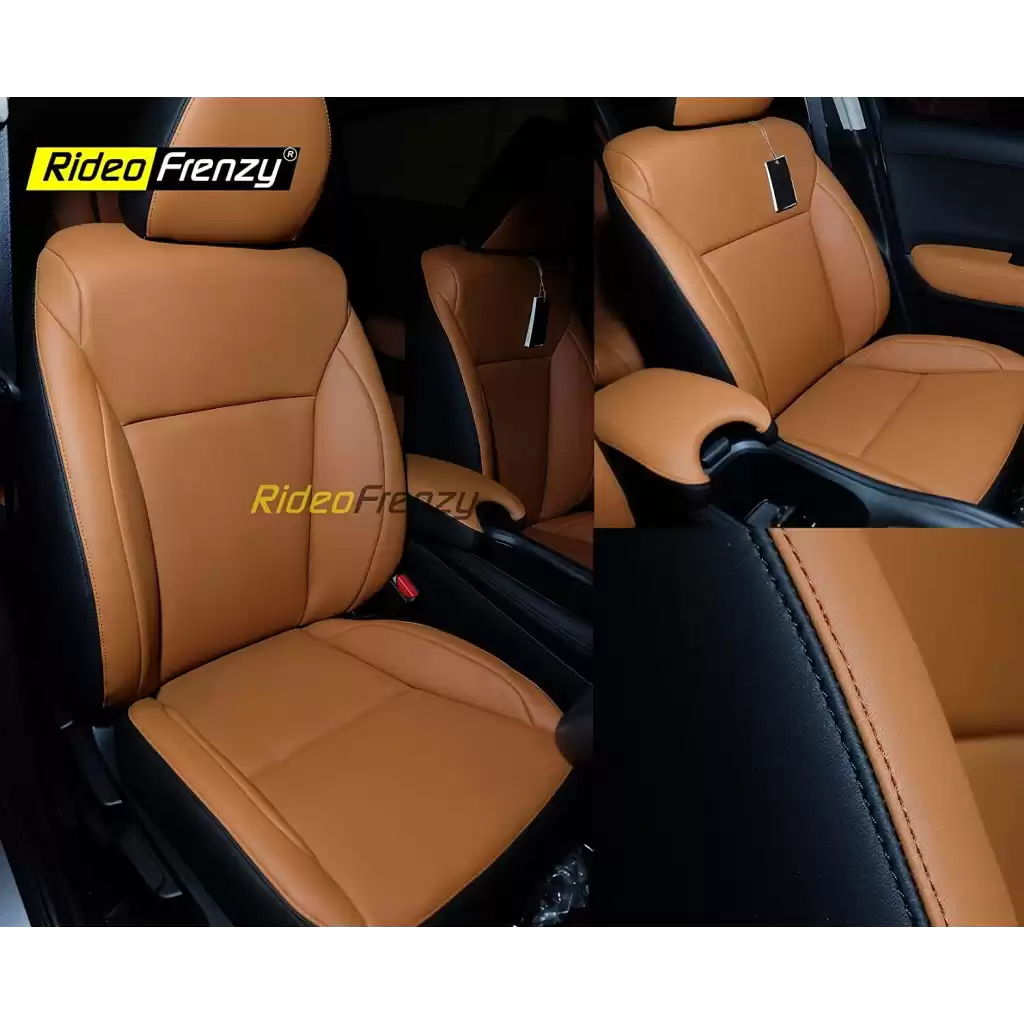 Buy Innova Crysta Silky Nappa Leather Seat Covers | RideoFrenzy | Black & Tan Color Original