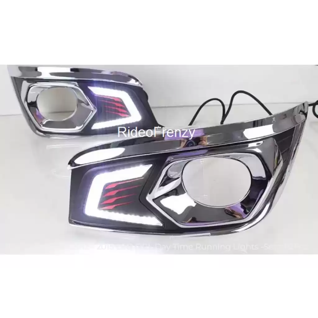 Buy Toyota Fortuner 2012-2015 Led DRL Day Time Running Lights with Fog Lamps | Matrix Type Turn Indicator Signal