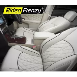 Buy RideoFrenzy Kriscross Nappa Leather Car Seat Covers in ICE Grey and Black Color online in India