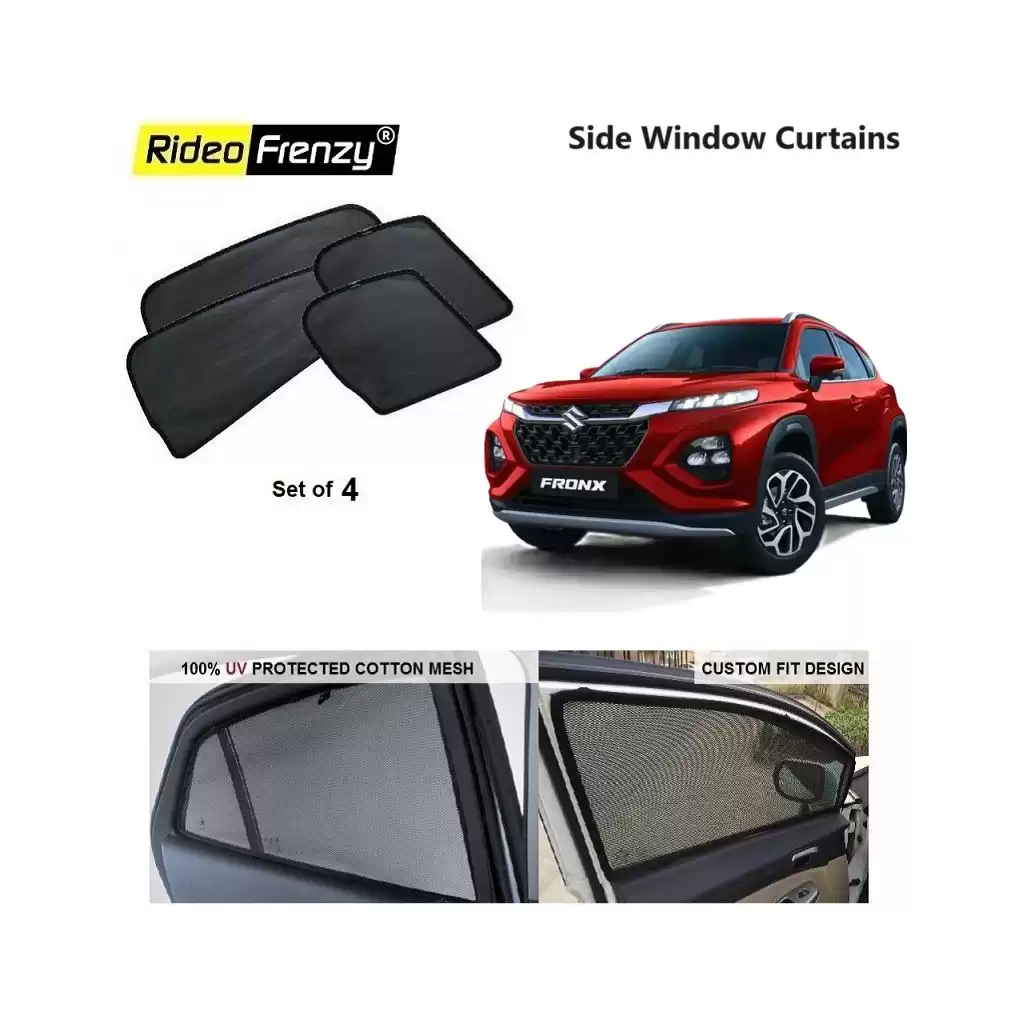 Buy Maruti Fronx Side Window Sunshades Curtains| 90% Heat Isolation | Custom Fit | Premium Quality