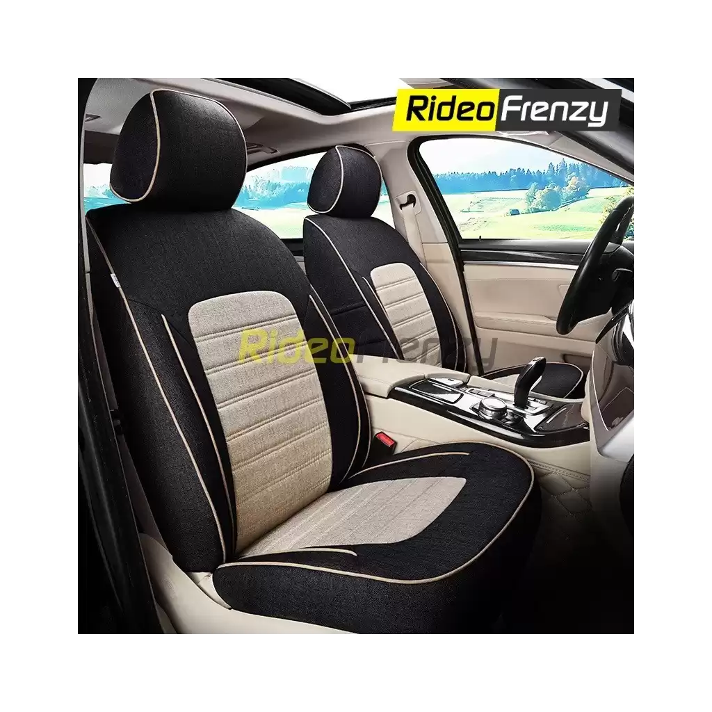 Buy Zigro Premium Jute Car Seat Covers in Black & Beige Color | Summer Friendly (Non Heating & Breathable)