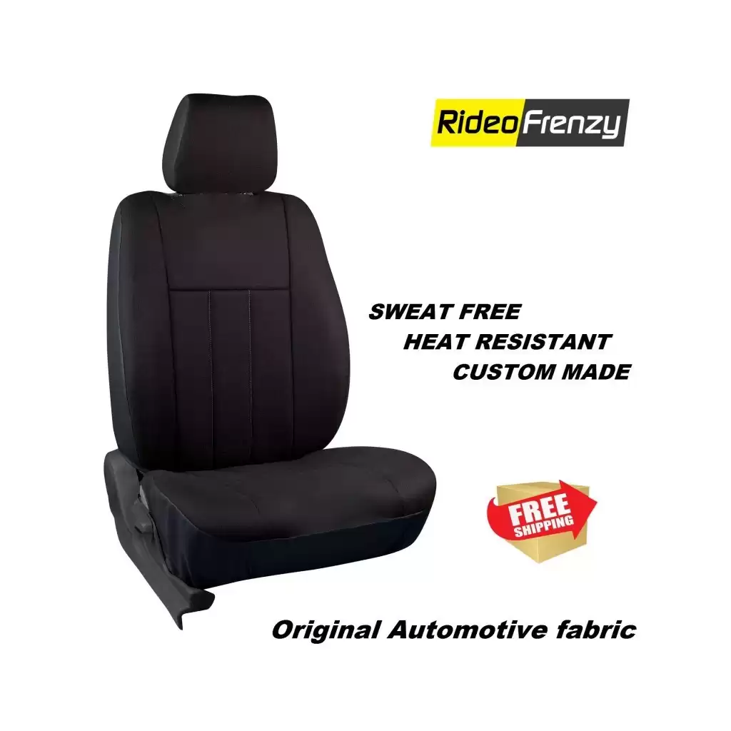 Buy Premium Black Fabric Car Seat Covers online India | Sweat-Free & Breathable