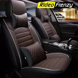 Buy Luxurious Streak Nappa Leather Coffee & Black Seat Covers online at Rideofrenzy
