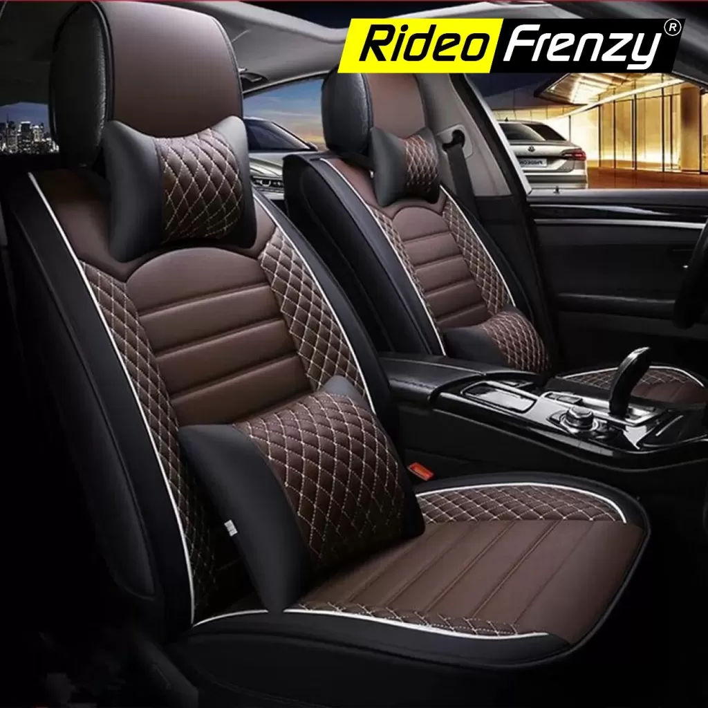 Buy Luxurious Streak Nappa Leather Coffee & Black Seat Covers online at Rideofrenzy