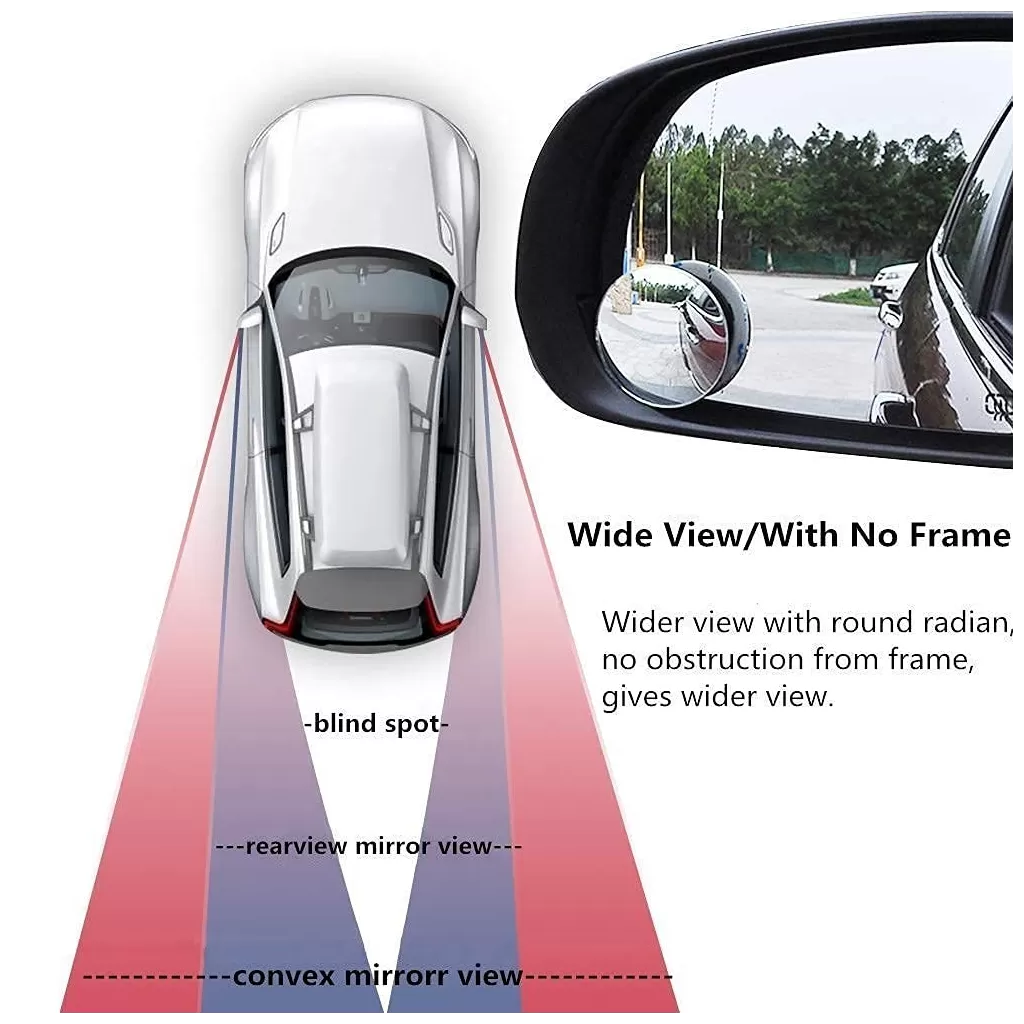 Buy Adjustable Glass Frameless Round Convex Rear View Blind Spot Mirror Cars