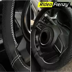Buy Luxury Black & White Steering Wheel Covers | RideoFrenzy