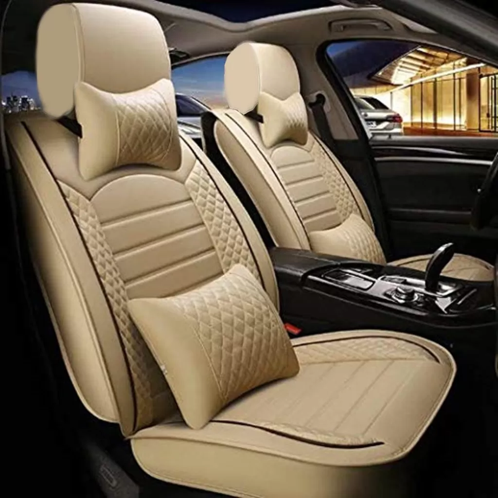 Buy Premium Streak Beige Nappa Leather Car Seat Covers | Custom Made by RideoFrenzy