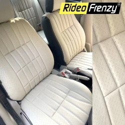 RideoFrenzy Luxury Beige and Black Nappa Leather Seat Covers | Custom Fit | Sweatproof & Ventilated