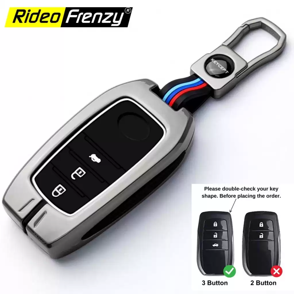 Buy Innova Hycross & Toyota Fortuner Gun Metal Key Cover online | RideoFrenzy