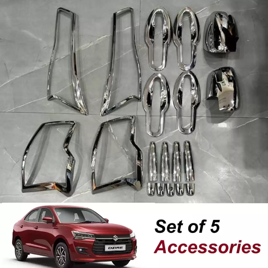 Buy New Dzire 2024 | 2025 Chrome Accessories Combo Kit | RideoFrenzy
