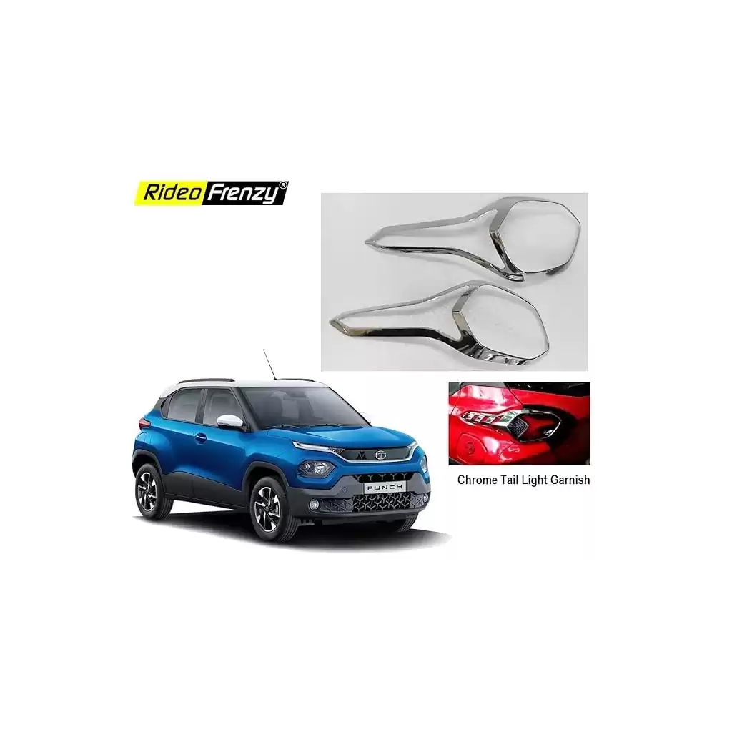 Buy Tata Punch Chrome Accessories Garnish Combo Kit Oline India | Headlight | Tail light | Mirror | Handle Chrome Garni