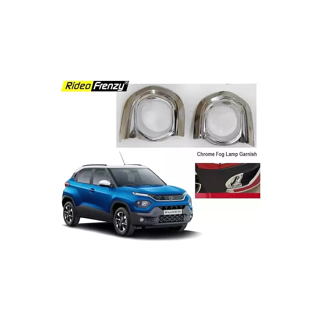 Buy Tata Punch Chrome Accessories Garnish Combo Kit Oline India | Headlight | Tail light | Mirror | Handle Chrome Garni