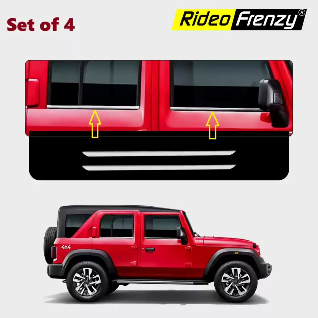 Buy Thar Roxx Lower Window Chrome Garnish online | RideoFrenzy