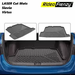 Buy Skoda Slavia and VW Virtus Laser Cut PVC Cargo Boot Mats | RideoFrenzy