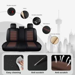RideoFrenzy Premium Coffee & Black Nappa Leather Seat Covers