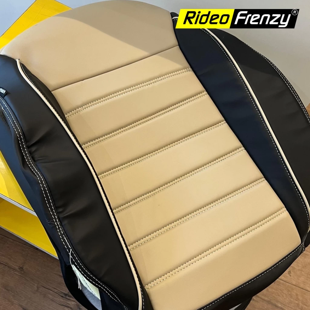 Buy RideoFrenzy LEO Beige & Black Nappa Leather Seat Covers